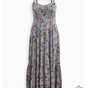 Super Soft Grey Floral Strappy Maxi Dress